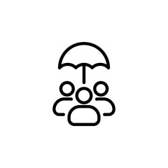 People with umbrella icon. Symbolizes   insurance, security, teamwork, and safety. Ideal for concept of protection, social safety net, and corporate responsibility