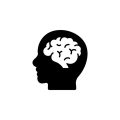 Human brain icon vector. color editable