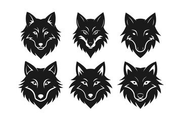 Silhouette Wolf Head Graphic Icons Set