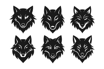 Silhouette Wolf Head Graphic Icons Set