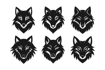 Silhouette Wolf Head Graphic Icons Set