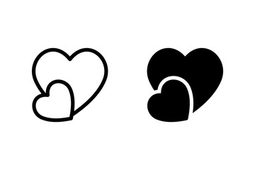 two hearts in a simple style. Symbolizing love, affection, connection, and relationships. Ideal for Valentines Day, wedding invitations