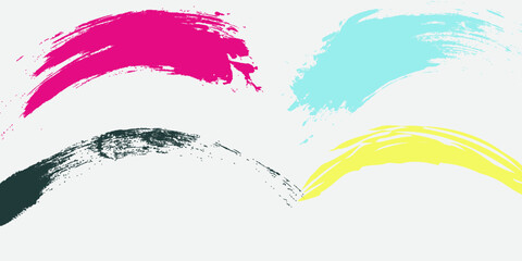 Brush strokes vector. yellow, blue, dark blue, backgrounds. Colorful set of text boxes. Paintbrush collection. Dirty brush texture banners. Rectangular painted objects.eps8