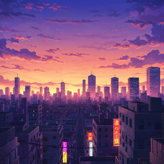 Fototapeta premium City at sunset 