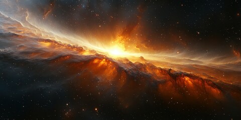 Fototapeta premium Stunning view of a cosmic explosion in deep space showcasing vibrant colors and swirling gases amidst countless stars