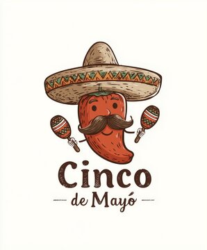 cili with a traditional mexican sombrero playing maracas for Cinco de Mayo
