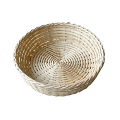 bamboo wicker basket isolated on transparent background