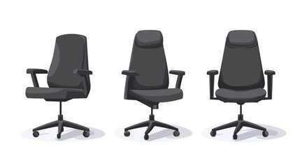 Obraz premium Three Black Swivel Office Chairs Pixel Art Illustration