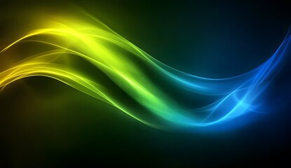 Naklejka premium Abstract background with a green and blue gradient, black background, wavy lines, glowing light effects, smooth curves, high resolution,
