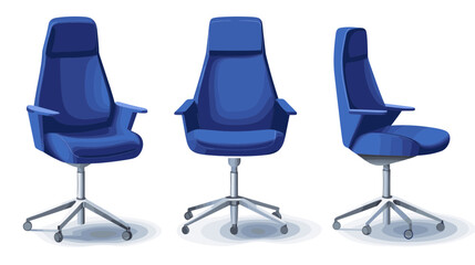 Three Blue Office Chairs in Different Views