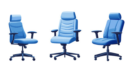 Obraz premium Three Blue Office Chairs Pixel Art Illustration
