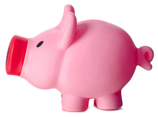 Pink piggy bank on white background isolation
