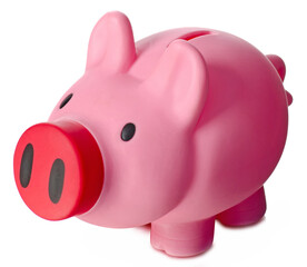 Pink piggy bank on white background isolation