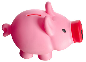 Pink piggy bank on white background isolation