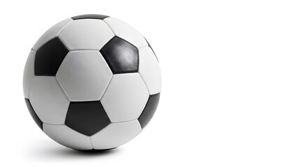 Fototapeta premium A soccer ball with a geometric pattern. It is displayed against a plain, light-colored background, emphasizing its modern aesthetic.