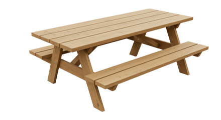 Isolated Wooden Picnic Table