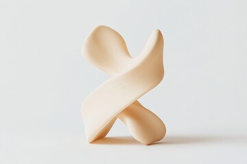 Abstract, organic, beige sculpture.  Smooth, flowing curves intertwined. Minimalist design element