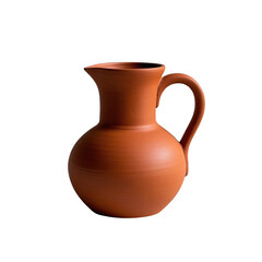 A rustic terracotta pitcher, evoking simple elegance and earthy warmth, with a smooth, subtly textured surface against a clean transparent background.
