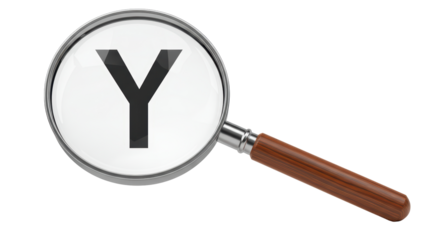 Isolated Magnifying Glass Focusing on the Letter Y