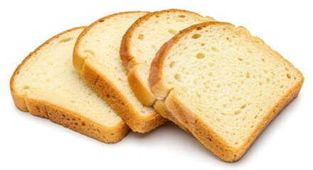 Five rectangular slices of golden-brown bread arranged in a staggered fan-like pattern