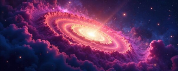 Fototapeta premium Cosmic dust swirls around vibrant nebula, illuminating distant galaxy , meteor, galaxy, constellation