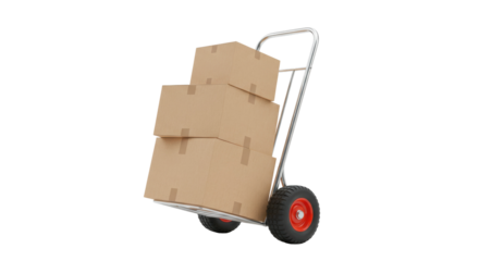 Isolated hand truck with boxes