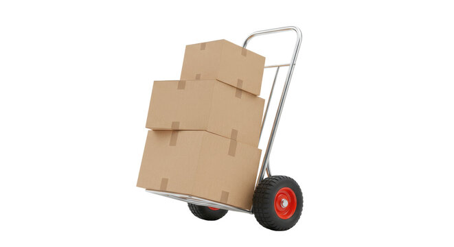Isolated hand truck with boxes