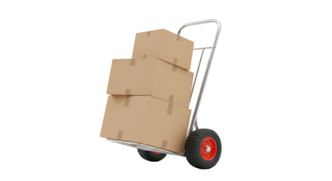 Isolated hand truck with boxes