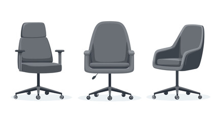Three Grey Office Chairs Pixel Art Illustration