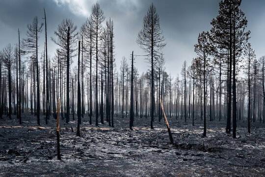 Bosque Quemado con Troncos Fantasmales