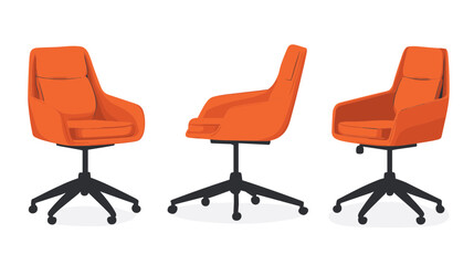 Obraz premium Three Orange Swivel Chairs in Different Views