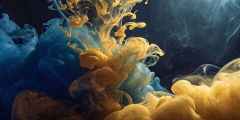 Fluid Symphony Of Gold And Blue An Abstract Dance Of Colors In Liquid Form,Creating AVisual Masterpiece Of Swirling Elegance