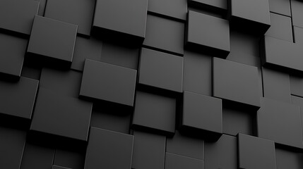 Dark squares abstract background. Realistic wall of cubes