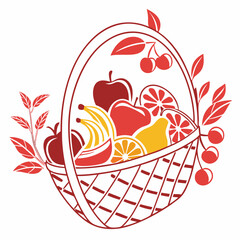 fruit basket silhouette vector illustration