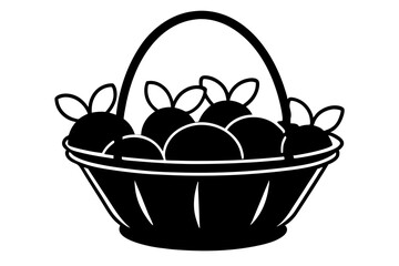 fruit basket icon silhouette vector illustration