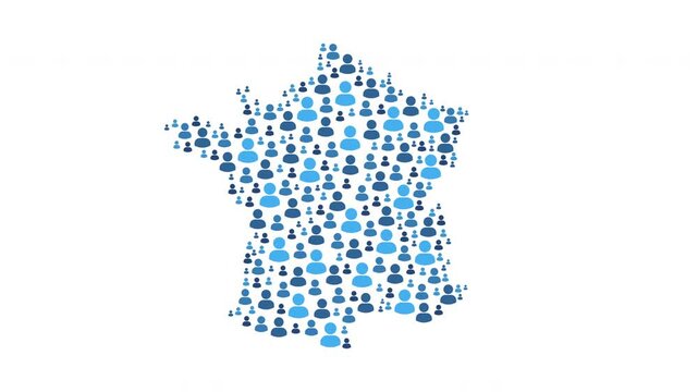 France map made of people symbol on white background