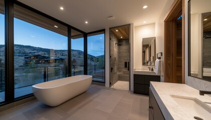 Modern bathroom with mountain view (1)