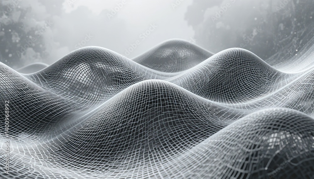 Poster exploring fluid dynamics through digital waves virtual environment 3d render abstract perspective co