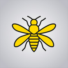 Bee Outline & Fill Vector – Minimalist Insect Design for Logos, Prints, Tattoos & Nature Graphics