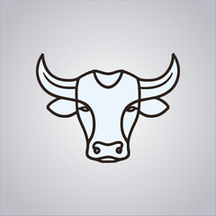 Cow with Horns Logo  Vector – Minimalist Bull or Ox Head Design for Farm, Brand, or Vintage Style Identity