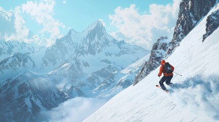 Majestic Mountain Skiing: A Thrilling Descent