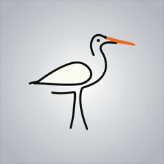 Minimalist Wetland Bird Vector Line Drawing – Black Line Art Illustration for Nature Prints, Tattoos