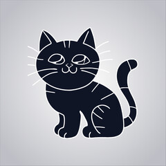 Minimalist Cat Design Vector – Simple Filled & Outline Cat Illustration for Tattoos