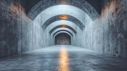 Obraz premium Modern Concrete Corridor with Arched Ceilings
