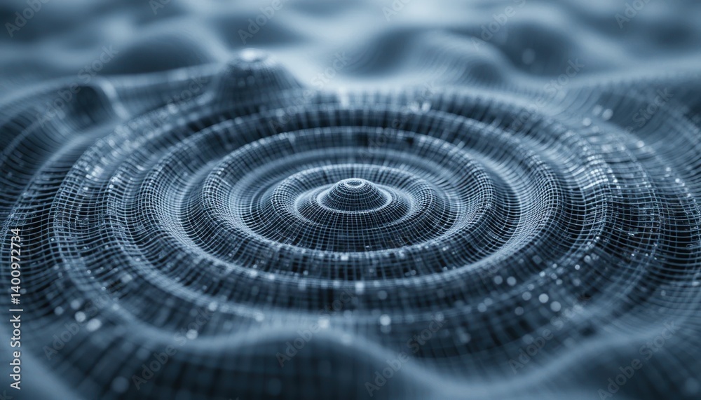 Poster digital ripple effect simulation virtual environment 3d visualization abstract design close-up persp