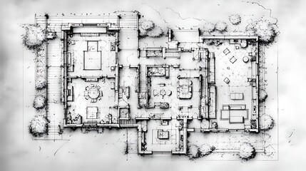 Obraz premium Home elevation measurement in full blueprint plan high resolution picture
