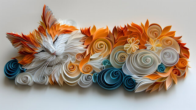 Paper Quilling Artistic Cat Paper Sculpture