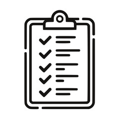 Checklist with checkmarks on clipboard in minimalistic style  