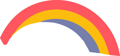 A vibrant rainbow arc in stylized colors.