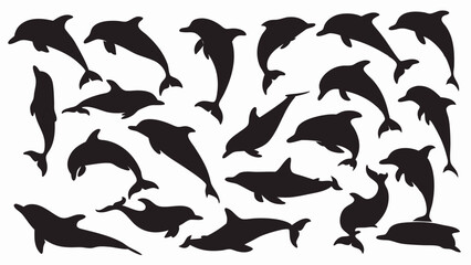 Dolphin silhouette vector set